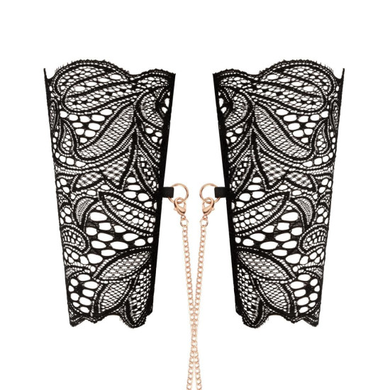 Кружевные наручники и воротник, черные Rosy Gold Lace Cuffs and Collar Black