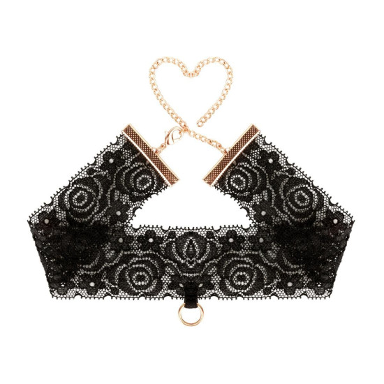 Кружевные наручники и воротник, черные Rosy Gold Lace Cuffs and Collar Black