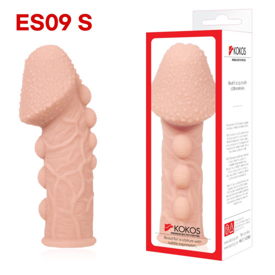 Потовщувальна насадка на член зі стимулюючим рельєфом Kokos Extreme Sleeve ES.09, S