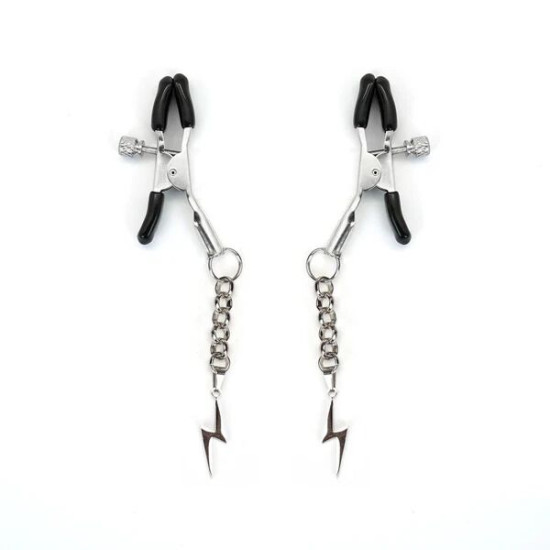 Зажимы для сосков с молнией, серебристые Liebe Seele Lightning Nipple Clamps Silver