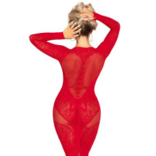 Облегающее платье в пол из кружева и сетки, красное Leg Avenue Lace and Net Bodycon Gown Red, One Size