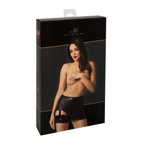 Спідниця з підв'язками, чорна Noir Handmade F345 Powerwetlook Skirt with Garter, XL