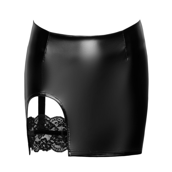 Спідниця з підв'язками, чорна Noir Handmade F345 Powerwetlook Skirt with Garter, XL