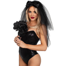 Фата нареченої, чорна Leg Avenue Tiered Bridal Veil Black, One Size