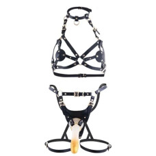 Упряж зі страпоном LOCKINK SEVANDA Queen Sheba Set with Golden Dildo