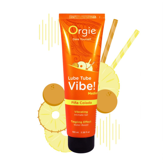 Лубрикант с эффектом вибрации и вкусом коктейля Пина Колада Orgie Lube Tube Vibe! Pina Colada, 100 ml