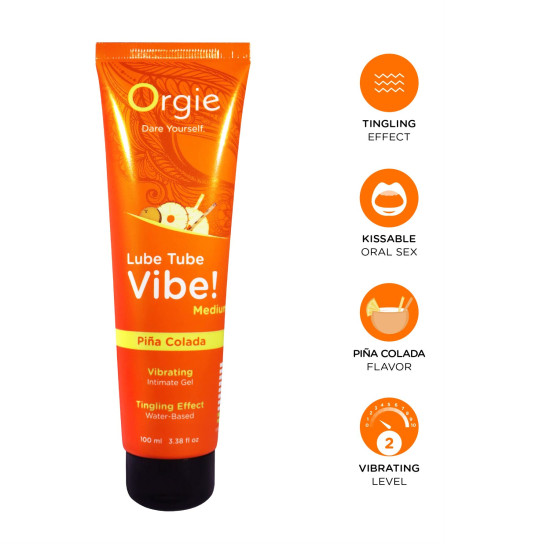 Лубрикант с эффектом вибрации и вкусом коктейля Пина Колада Orgie Lube Tube Vibe! Pina Colada, 100 ml