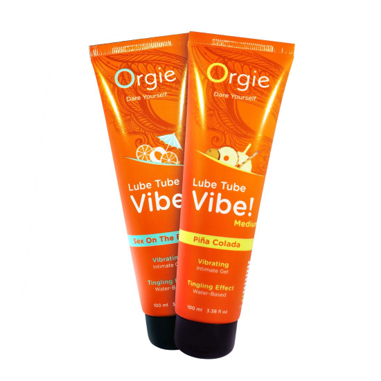 Лубрикант с эффектом вибрации и вкусом коктейля Пина Колада Orgie Lube Tube Vibe! Pina Colada, 100 ml