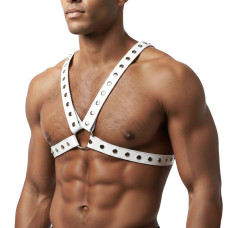 Мужская портупея из экокожи, цвет белый Art of Sex Spartacus, размер XS-M