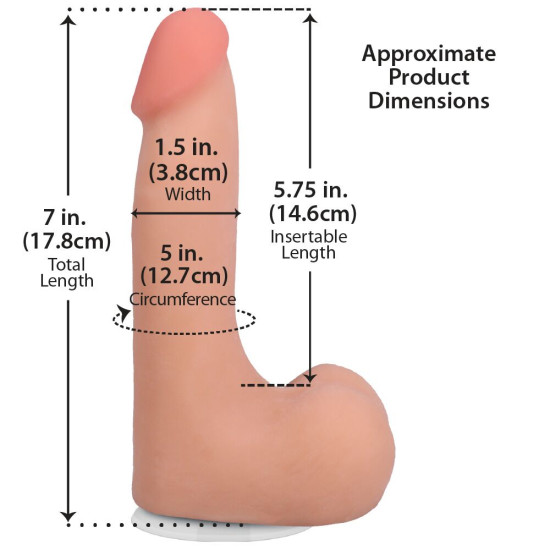 Фаллоимитатор с мошонкой, длина 17.8 см, ванильный Doc Johnson The Realistic Cock ULTRASKYN - 7 Inch with Balls Vanilla