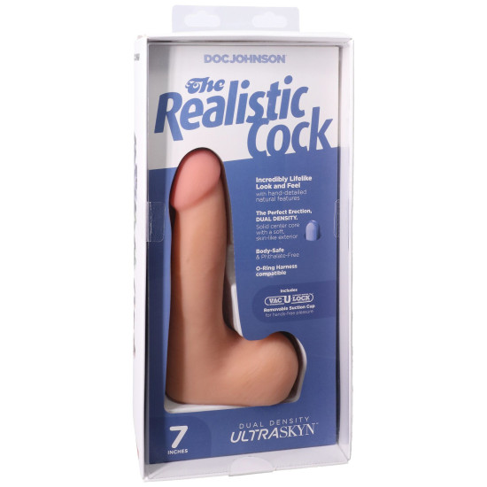 Фаллоимитатор с мошонкой, длина 17.8 см, ванильный Doc Johnson The Realistic Cock ULTRASKYN - 7 Inch with Balls Vanilla