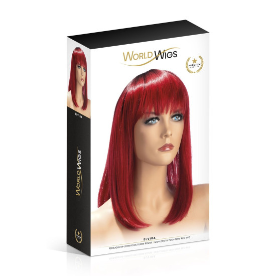 Перука середньої довжини, двоколірна червона World Wigs Elvira Mid-Length