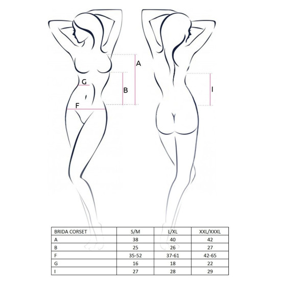 Корсет черного цвета с пажами и шнуровкой (трусики в комплекте) BRIDA CORSET Black, L/XL