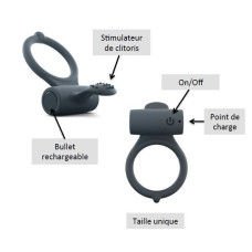 Ерекційне кільце з вібрацією і язичком зі щіточкою Dorcel Power Clit Plus, що перезаряджається