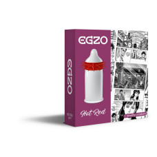 Насадка на член у вигляді презерватива з вусиками EGZO Hot Red