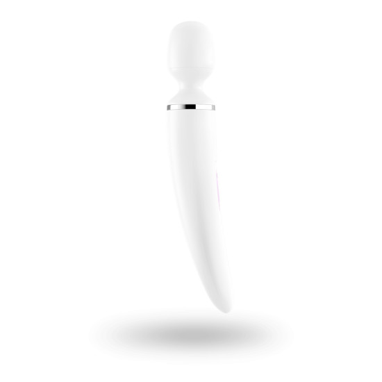 Вібромасажер у формі мікрофона, водонепроникний, біло-хромовий Satisfyer Wand-er Woman White/Chrome, XXL