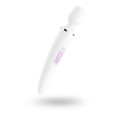Вібромасажер у формі мікрофона, водонепроникний, біло-хромовий Satisfyer Wand-er Woman White/Chrome, XXL