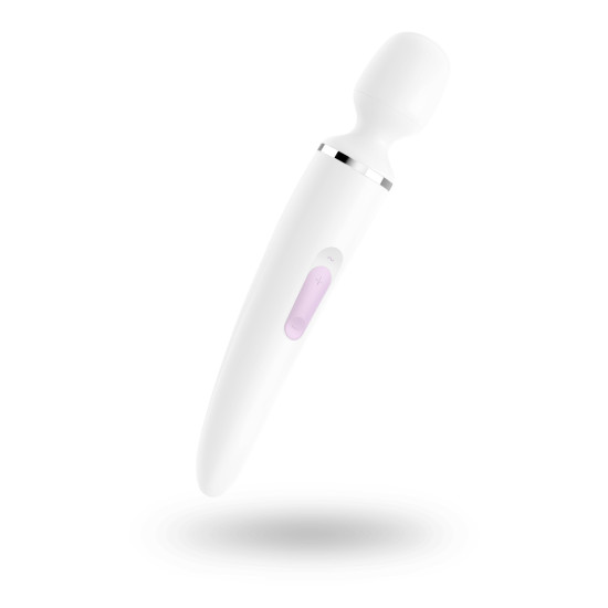 Вібромасажер у формі мікрофона, водонепроникний, біло-хромовий Satisfyer Wand-er Woman White/Chrome, XXL
