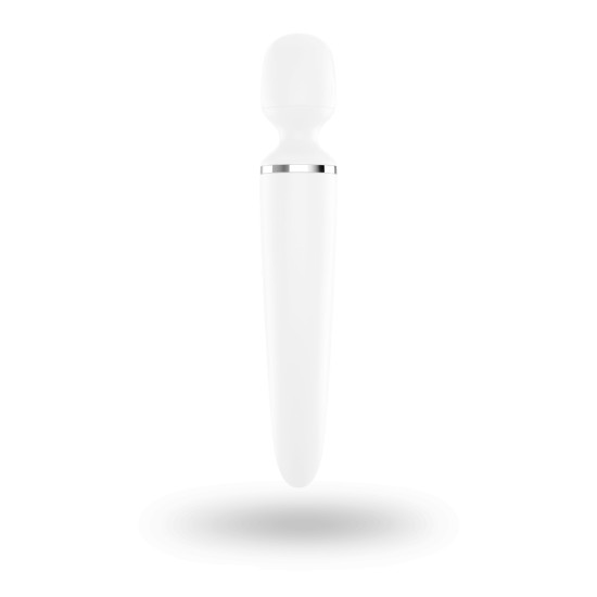 Вібромасажер у формі мікрофона, водонепроникний, біло-хромовий Satisfyer Wand-er Woman White/Chrome, XXL