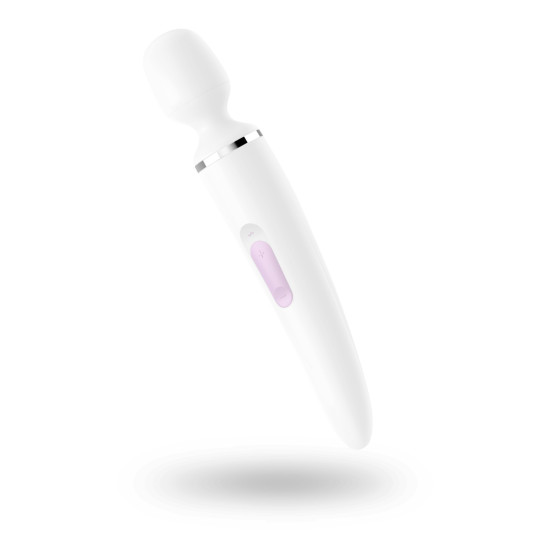 Вібромасажер у формі мікрофона, водонепроникний, біло-хромовий Satisfyer Wand-er Woman White/Chrome, XXL