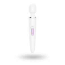 Вібромасажер у формі мікрофона, водонепроникний, біло-хромовий Satisfyer Wand-er Woman White/Chrome, XXL