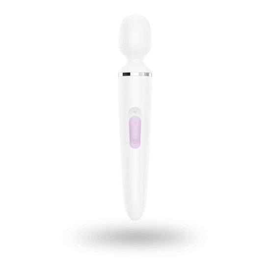 Вібромасажер у формі мікрофона, водонепроникний, біло-хромовий Satisfyer Wand-er Woman White/Chrome, XXL