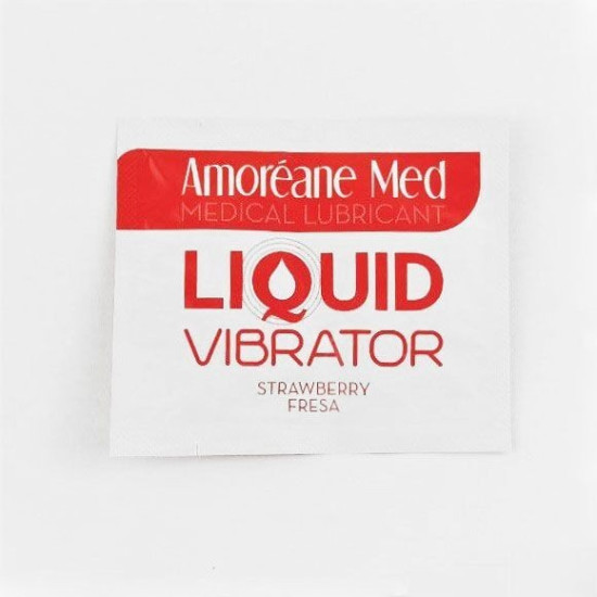 Пробник лубриканта з ефектом вібрації Amoreane Med Liquid Vibrator Strawberry, 2 ml