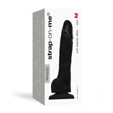 Реалістичний фалоімітатор, довжина 18 см, діаметр 3,8 см, чорний Strap-On-Me Soft Realistic Dildo Black, M