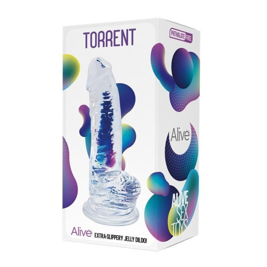 Фалоімітатор на присосці, довжина 20,6 см, діаметр 4,5 см, прозорий Alive Jelly Dildo Torrent