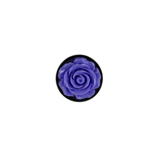 Металева анальна пробка з прикрасою у вигляді троянди, фіолетова Lux Active Rose Anal Plug Purple