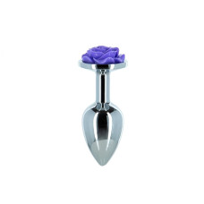 Металева анальна пробка з прикрасою у вигляді троянди, фіолетова Lux Active Rose Anal Plug Purple
