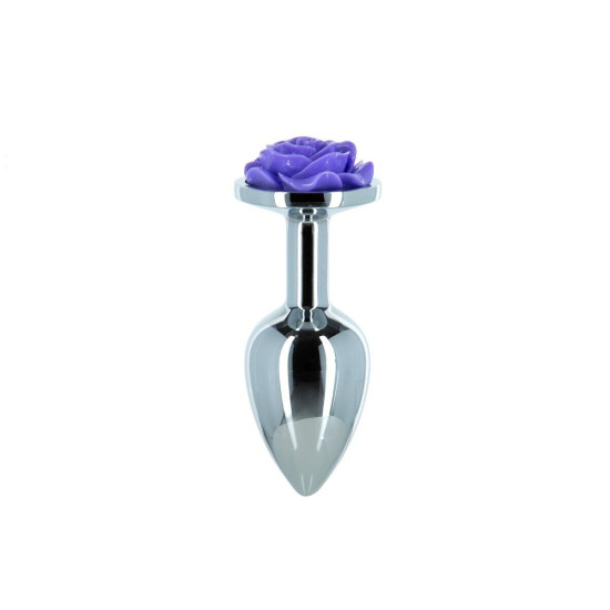 Металева анальна пробка з прикрасою у вигляді троянди, фіолетова Lux Active Rose Anal Plug Purple