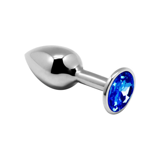 Металлическая анальная пробка с синим кристаллом Alive Mini Metal Butt Plug Blue, M
