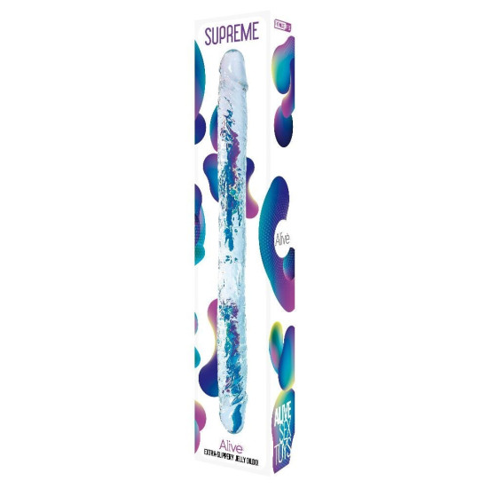 Двосторонній прозорий фалоімітатор 40×4 см Alive Supreme Jelly Dildo двосторонній