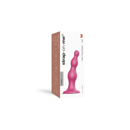 Насадка для страпона Strap-On-Me Dildo Plug Beads Framboise Metallic, M