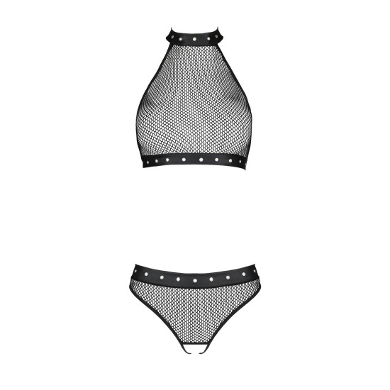 Бельё с открытым доступом (топ, стринги), чёрное Passion Moonlight Set Black, S/M