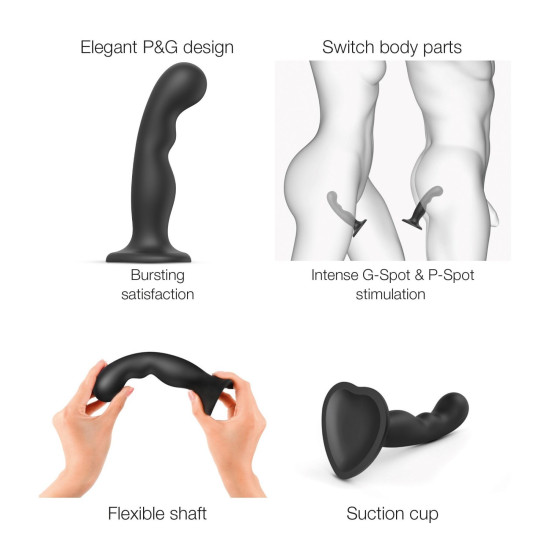 Насадка для страпона для стимуляції точки P&G, чорна Strap-On-Me Dildo Plug P&G Black, XXL