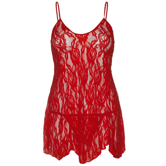 Сорочка беби-долл с кружевом, красная Leg Avenue Rose Lace Flair Chemise Red, Queen Size