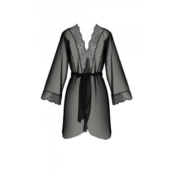 Пеньюар (пояс в комплекте), чёрный Passion AMBERLY PEIGNOIR black, S/M