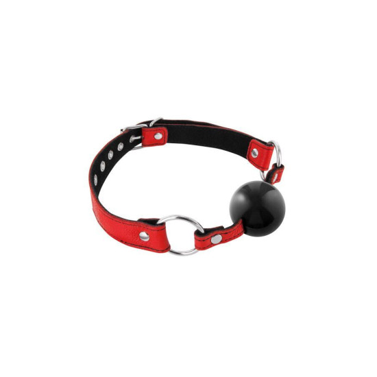 Шкіряний кляп із силіконовою кулею, червоний Fetish Tentation Premium Leather Gag with Silicone Ball Red