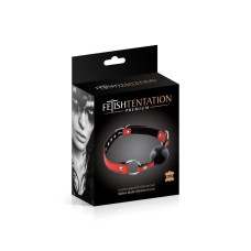 Шкіряний кляп із силіконовою кулею, червоний Fetish Tentation Premium Leather Gag with Silicone Ball Red