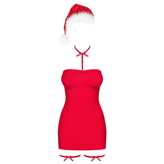 Сорочка, красная Obsessive Kissmas Chemise Red, S/M