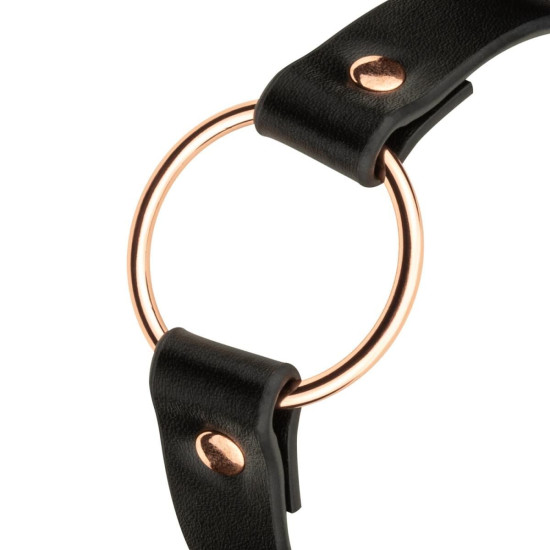 Кожанный чокер с металлическим кольцом, черный Rosy Gold Choker Black