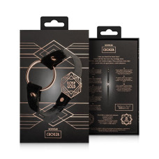Шкіряний чокер з металевим кільцем, чорний Rosy Gold Choker Black