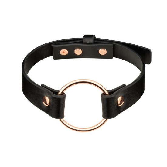 Кожанный чокер с металлическим кольцом, черный Rosy Gold Choker Black