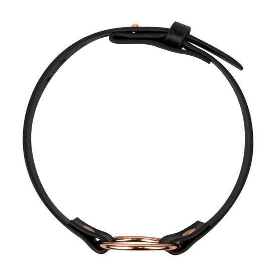 Кожанный чокер с металлическим кольцом, черный Rosy Gold Choker Black