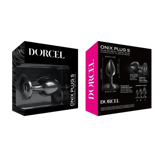 Металлическая анальная пробка, длина 7,1 см, диаметр 2,7 см, черная Dorcel Onix Plug, S