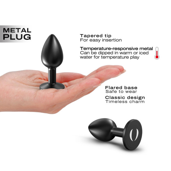 Металлическая анальная пробка, длина 7,1 см, диаметр 2,7 см, черная Dorcel Onix Plug, S