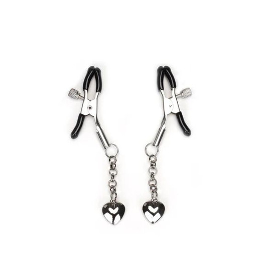 Зажимы для сосков в форме цельного сердца, серебристые Liebe Seele Solid Heart Nipple Clamps Silver