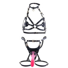 Упряж зі страпоном LOCKINK SEVANDA Queen Sheba Set with Pink Dildo